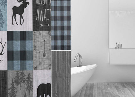 Carwayii Rustic Shower Curtain Lodge Bear Moose Deer Quick Dry Bath Curtain Machine Washable Bathroom Accessories for Home Decor 72x72Inch