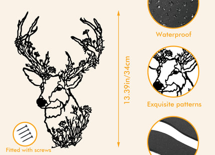 Metal Deer Head Wall Decor, Deer Decor Wall Art, Rustic Hunting Sign, Black