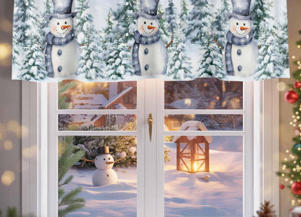 Litter Star Snowman Christmas Window Valance,Winter Snow Scene Valances for Kitchen Windows,Forest Rod Pocket Valance Curtain,Short Curtains Window Treatment for Bedroom Living Room 54x18in