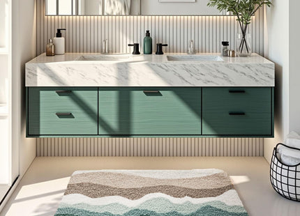 LUMI Coastal Bathroom Rug Soft Microfiber Absorbent Bath Mat 20x32