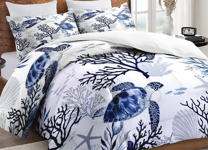 Boewywh Full Comforter Set, 3 Pieces Turtle Coastal Bedding, All Season