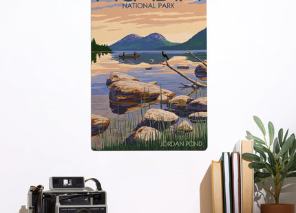 Lantern Press Acadia National Park, Maine, Jordan Pond, 12x18 Inch Aluminum Sign, Indoor or Outdoor Use