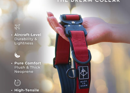 MADE TO ROAM Comfort Collar - Adjustable Nylon Dog Collar with Soft Comfortable Padding, Light Aviation Aluminum Metal Buckle for Small, Medium and Large Dogs (Maine Marina, Size 1)