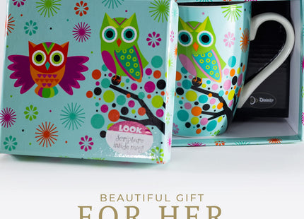 Divinity Boutique Owl Mug - Inspirational Ceramic Coffee Mug with Scripture for Women, Mom, Friends, Owl Lovers that is Colorful and Dishwasher Safe