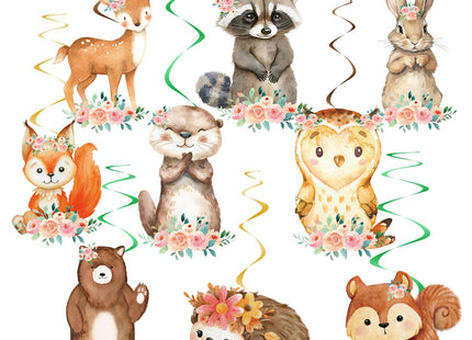 18pcs Woodland Animal Hanging Swirls Decorations Forest Woodland Animal Swirls Ceiling Streamers Decor for Forest Woodland Themed Birthday Party Deocr Supplies