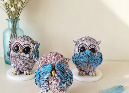 keqmsxi 3 Pcs Owl Decor Statue,Small Sculptures Owl Gifts for Women Men