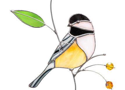 Gift Birds Handmade Chickadee Stained Glass Suncatchers Window Hanging Art