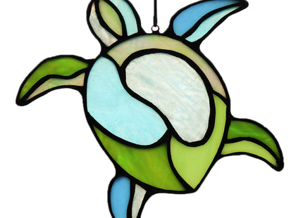 HAOSUM Sea Turtle Stained Glass Window Hanging,Turtle Suncatcher for Window