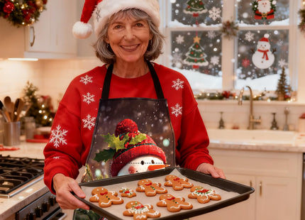 Nuxovilar Snowman Holly Christmas 26.77x30.7 Polyester Cooking Apron