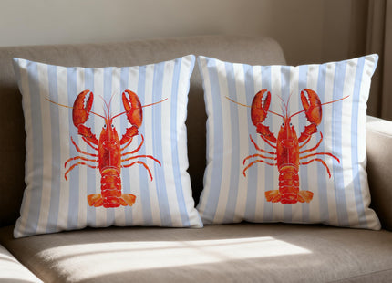 awdschkj Coastal Beach Red Lobster Pillow Covers 18x18, Preppy Beach Room Decor, New England Red Lobster Nautical Coastal Decorative Throw Pillow Covers for Home Bedroom Living Room, Set of 2