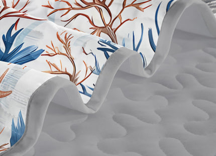 QOOMO Coastal Quilt Set Full/Queen,Starfish Coral Bedspread Coverlet Set