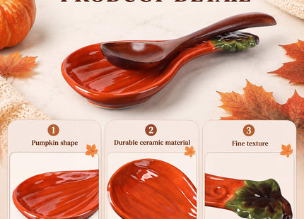 Meanplan 2 Pcs Fall Pumpkin Spoon Rest 5.9" Ceramic