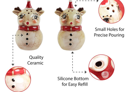 Christmas Holiday Salt and Pepper Shaker Set - Nostalgic Reindeer