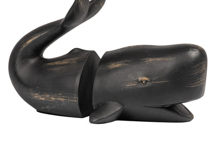 Creative Co-Op Decorative Distressed Resin Whale Bookends, Black