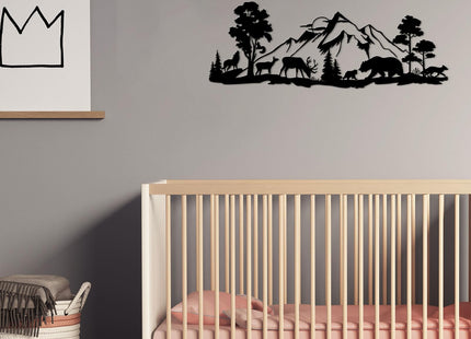 ESTART Mountain Forest Metal Wall Decor Deer Bear Metal Wall Art