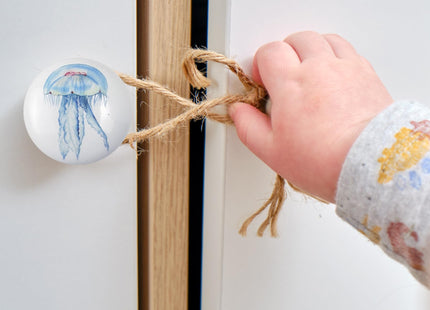 Lasyman Set of 6 Ceramic Unique Fun Fish Coastal Beach Themed Cabinet Dresser Knobs Drawer Pulls Octopus Door Handle 1.5 X 1.5 Inches
