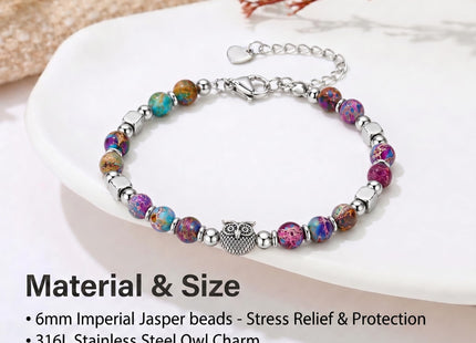Wisedawn Owl Gifts for Women, Healing Natural Stone Owl Bracelet for Woman, Birthday Christmas inspiration Gift