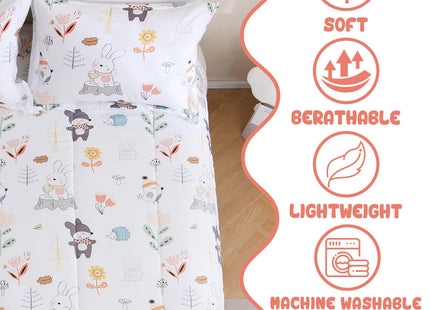 Yibeizi Woodland Animals Comforter Full Kids Forest Bedding Set
