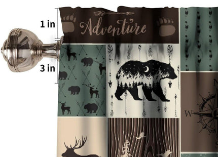 Llylumty Farmhouse Bear Deer Kitchen Valance,Animals Room Darkening Blackout Window Curtains,Rustic Country Vintage Retro Cabin Lodge Huntting Window Treatment 54x18 Inch