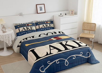 jejeloiu Lake House Paddle Relax Comforter Set Twin Size Kids Boys
