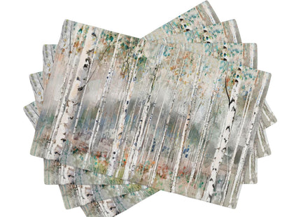 Birch Tree Placemats Set of 4 Nature Forest Table Mats Washable Place Mats for Home Party Indoor Kitchen Dining Table Decoration 12x18 Inch