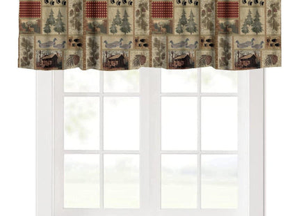 Rustic Moose Deer Valance, Vintage Cottage Country Style Pine Tree Elk Windows Valance Curtain for Kitchen Bedroom Living Room, One Panel 54x18in