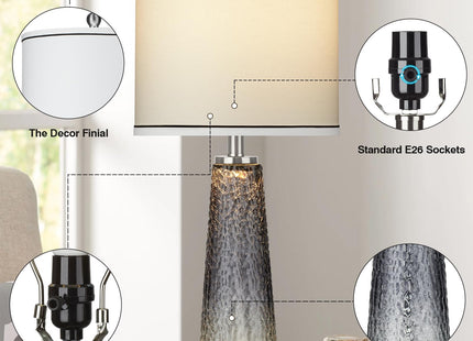 26" Coastal Table Lamps for Living Room, Modern Bedside Lamps for Bedroom
