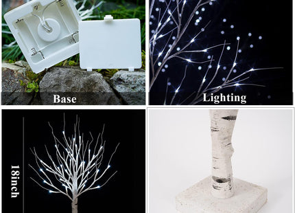 BDUSXYZ 4pcs 36LED Lighted Birch Tree Home Decor - White Birch Tree with Lights Money Tree Wedding Centerpieces Artificial Branches Table (White)