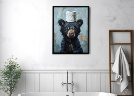 FYLDPSB Black Bear Pictures Cabin Wall Art, Funny Bathroom Wall Decor