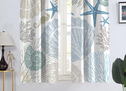 AAtter Coastal Beach Window Curtains, 2 Panels, 42" W x 63" L, Rod Pocket