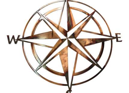 Nautical Compass Rose Metal Wall Art Decor Copper Bronzed Plated (36" x 36")