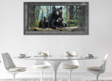 Large Wall Art Black Bear Canvas Cabin Living Room Pictures Prints Forest Oversize Wall Decor Animal Painting Artwork for Bedroom Dining Office Home 60"x30"