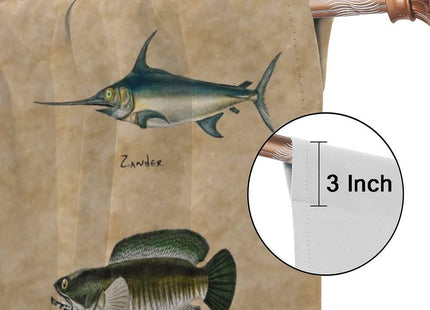 Kurtect Farmhouse Fish Curtain,Vintage Cabin Rustic River Fishing Window Treatment Curtains Cloth Farbic for Bedroom Living Room Office Cafe Kitchen Dining Room Drapes, 42x45 in