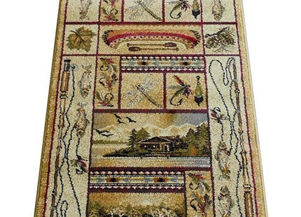 Champion Rugs Cabin Getaway Novelty Lodge Pattern Wildlife Nature Canoe Fishing Area Rug (2 Feet 2 Inch X 7 Feet 2 Inch Runner)