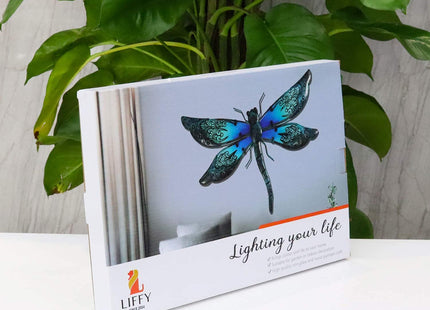 LIFFY Metal Dragonfly Wall Decor - Outdoor Garden Art for Patio, Living Room, Bedroom - Dragonfly Gifts (14inch, Metal & Glass)