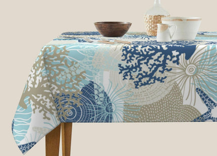 Summer Outdoor Tablecloth Square 54x54 Inch,Seashell Starfish Coral Beach Table Cloth,Stain Resistance Polyester Ocean Decor Table Covers for Kitchen Dining,Small Tablecloth for Parties Picnic
