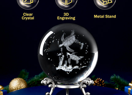 MAIBAOTA Sea Turtle Gifts for Women 3D Crystal Ball Turtle Themed Figurines