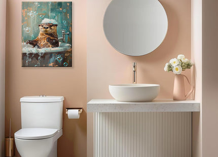 Aciagloc Bathroom Otter Canvas Wall Art, 12x16 In