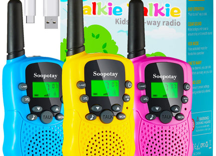 Rechargeable Walkie Talkies for Kids 3 Pack, Walkie Talkie Back to School Toys for Girls Boys, Outdoor Toys/Outside Camping Games for Kids Age 4-8-12, Birthday Gifts for 4 5 6 7 8 9 10 Year Old