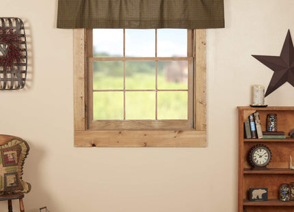 VHC BRANDS Tea Cabin Plaid 60 in. L x 16 in. W Cotton Valance in Moss Green Navy Muted Chartreuse 56791