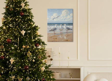 BNHJKFQZ Coastal Beach Seagull Wall Decor,Coastal Seagull Wall Art Prints,Seagulls Gifts Decorations, Beach Room Poster Decor for Kitchen Living Room Bedroom, 14x11 Inches Framed,