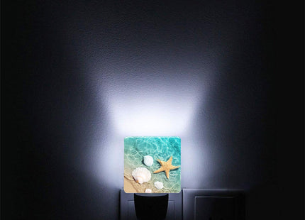 BLYKVGHQ Starfish and Seashell On Beach Night Light,Modern Night Lights Plug into Wall,Dusk to Dawn Sensor Nightlight for Kids Bathroom Kitchen Hallway Bedroom Decor