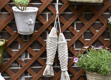 Rustic Nautical Wooden Fish Decor Wall Hanging Fish Sculptures for Bathroom