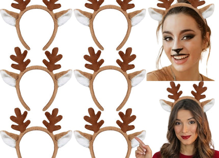 6 Count Deer Antlers Headband Reindeer Antlers Headband Fluffy Deer Ears
