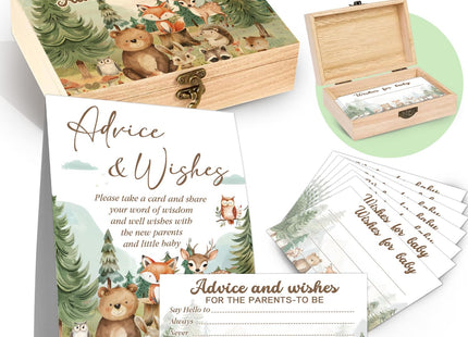 Woodland Baby Shower Decorations, Woodland Baby Predictions & Advice for New Parents，Set of 50 Cards, Gender Neutral Forest Animals Theme