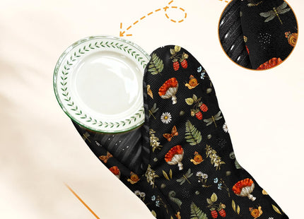 chiccrest 100% Thick Cotton Mini Oven Mitts Silicone Grip Black Mushroom