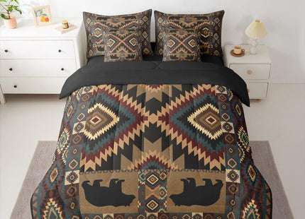 Erosebridal Rustic Cabin Bedding Set Twin Farmhouse Lodge Bear Comforter Set 7 Piece Vintage Southwestern Bed in A Bag for Kids Girls Women Western Hunting Wildlife Quilt with Flat Fitted Sheet