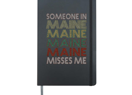 Someone In Maine Misses Me State Retro Vintage Hardcover Journal, Black