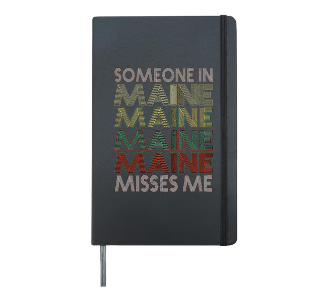 Someone In Maine Misses Me State Retro Vintage Hardcover Journal, Black
