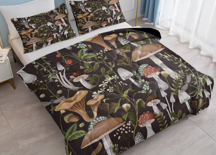 SOULZZZ Soft Mushroom Printed Comforter Twin- Luxurious Forest Natural Brown Mushroom Bedding Set - Mushroom Home Decor Bed Set for Girls Boys